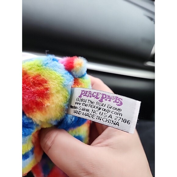 Peace Pals Multi Color Bear With New Orleans Shirt, Stuffed Animal Tie Dye Toy - Picture 7 of 7